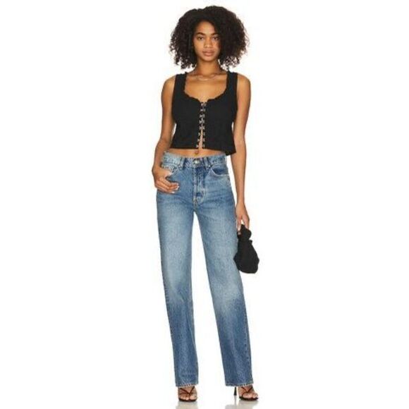 ✨Free People Amelia Corset Sz Medium Top in Black✨ - Picture 4 of 10